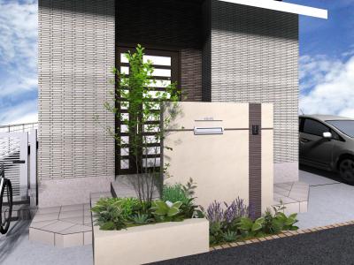 北側道路の玄関前デザイン 千葉のお庭 外構専門店 お得な情報更新中 スペースガーデニング