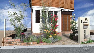 バラの絡まったアーチのある庭デザイン 千葉のお庭 外構専門店 お得な情報更新中 スペースガーデニング