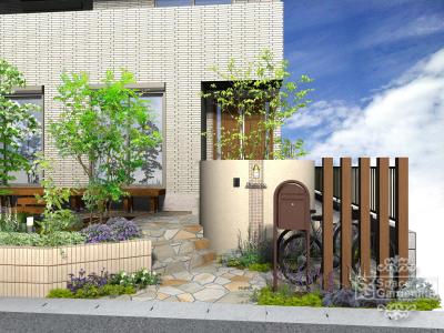 自然石でおしゃれな玄関まわり 千葉のお庭 外構専門店 お得な情報更新中 スペースガーデニング
