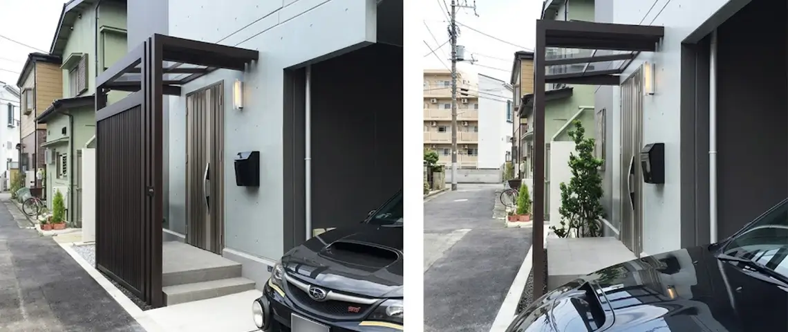 省スペースで目隠しを取り入れた玄関まわりの施工例