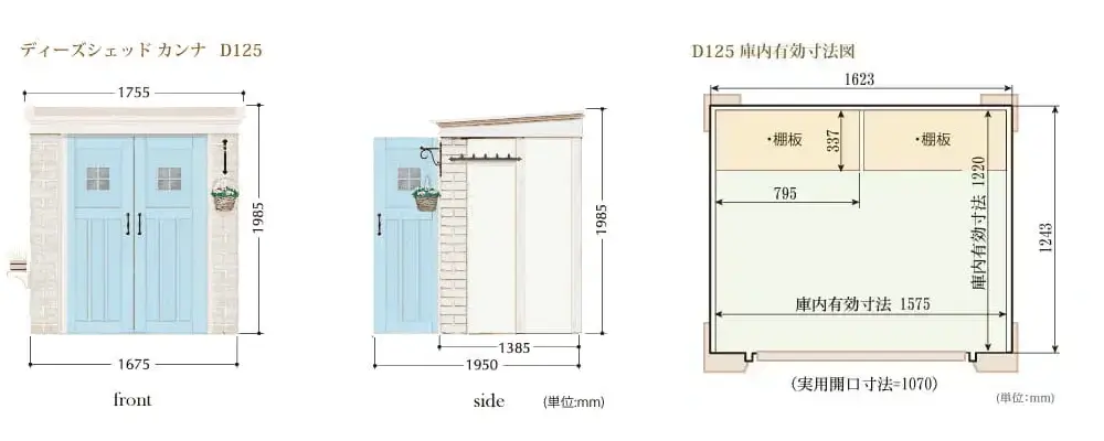 カンナ フレンチシック D125 サイズ展開図