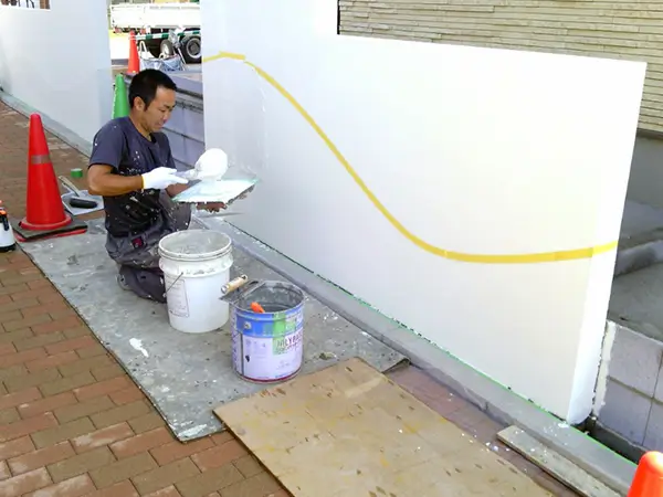 左官工事の様子