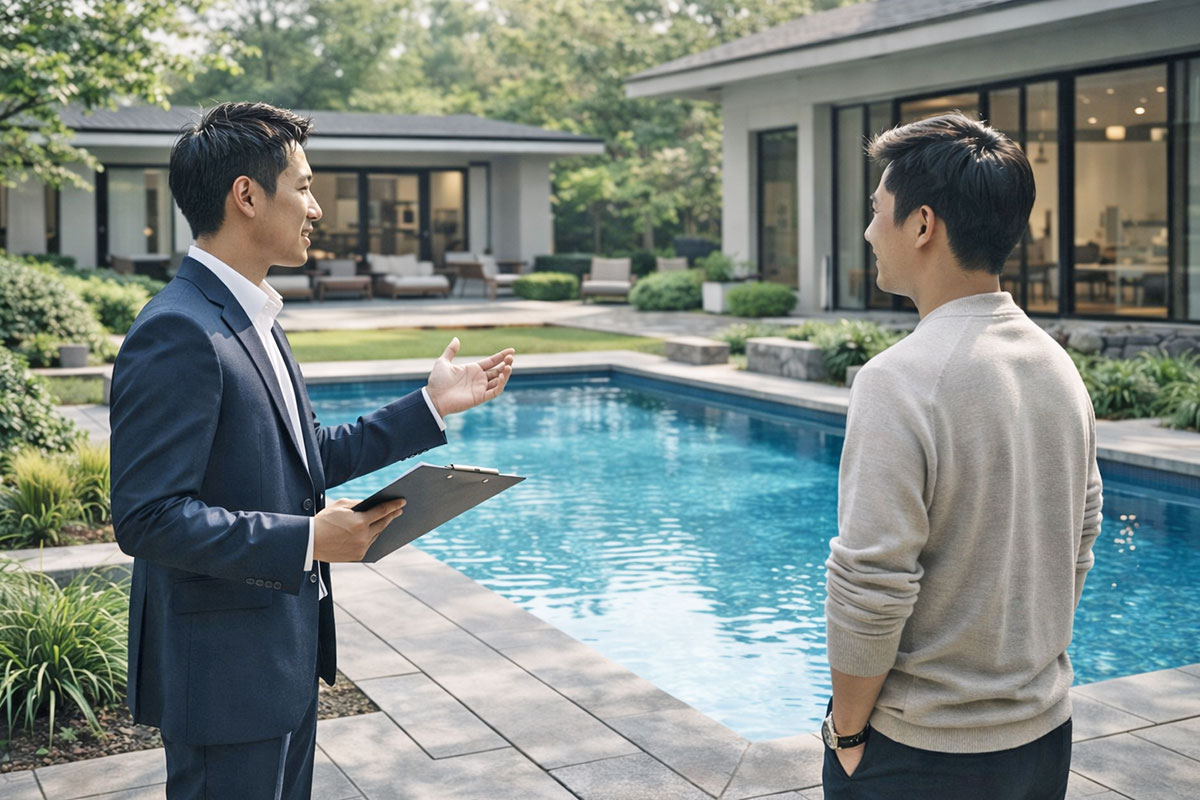 プール工事　完成引き渡し