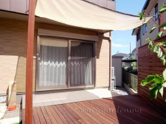 一番人気のウッドデッキ+日よけシェード